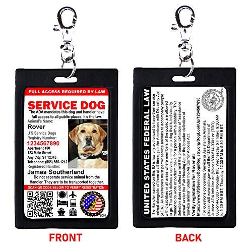 Just 4 Paws Custom Service Dog ID Card with QR Code & Security Seal and Optional Holograph |...