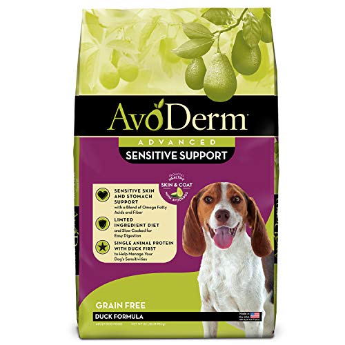 AvoDerm Natural Sensitive Stomach Dry Dog Kibble, Food Intolerance and Sensitivities, Duck 22 Pound...