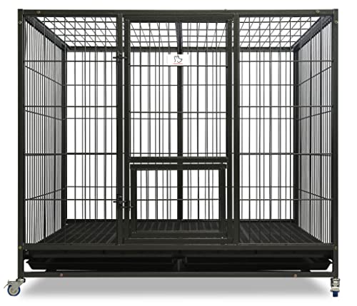 Homey Pet-49 Extra Large Heavy Duty Metal Dog Cage w/Plastic Floor Grid, Casters, Pull Out Tray and...