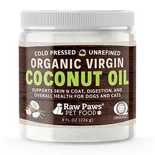 Raw Paws Organic Virgin Coconut Oil for Dogs & Cats, 8-oz - Supports Immune System, Digestion, Oral...