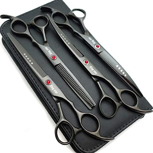 7.0in Titanium Black Professional Pet Grooming Scissors Set,Straight & Thinning & Curved Scissors...