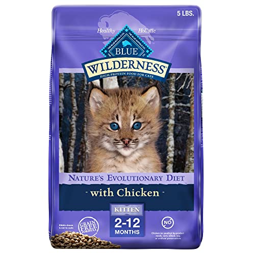 Blue Buffalo Cat Food for Kittens, Natural Chicken Recipe, High Protein, Dry Cat Food, 5 lb bag