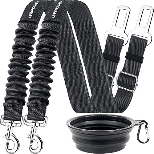 URPOWER 3 Piece Set Dog Seat Belt, Retractable Dog Car Harness Adjustable Pet Safety Belt with...