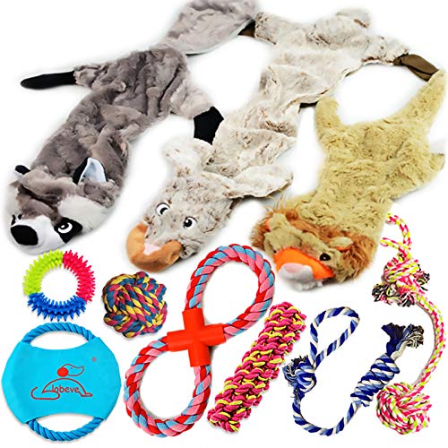 Lobeve Dog Toys Gift Set,Variety No Stuffing Squeaky Plush Toy and Rope Chew Toys for Medium to...