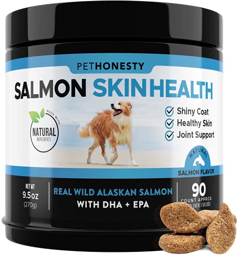 PetHonesty Salmon SkinHealth for Dogs - Omega 3 Fish Oil, All-Natural Wild Alaskan Salmon Chews for...