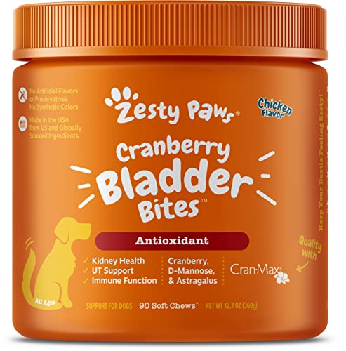 Zesty Paws Cranberry for Dogs - UT Incontinence Support + Immune Health Dog Antioxidant - Urinary...
