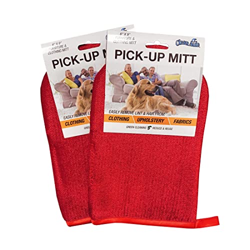 CleanAide Hair Magnet Pet Fur Removal and Lint Debris Cleanup Pick it up Mitt, Red, Pack of 2