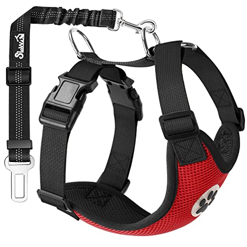 SlowTon Dog Seat Belt Car Harness Set - Adjustable Dog Seatbelt with Carabiner for Most Cars,...