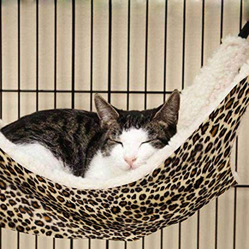 OCSOSO Cat Kitten Pet Cage Hammock with Stand. (L1, Leopard)