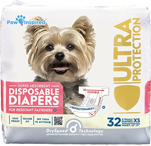 Paw Inspired 32ct Disposable Dog Diapers | Female Dog Diapers Ultra Protection | Diapers for Dogs in...