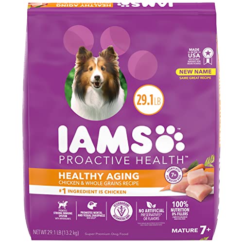 IAMS Healthy Aging Adult Dry Dog Food for Mature and Senior Dogs with Real Chicken, 29.1 lb. Bag