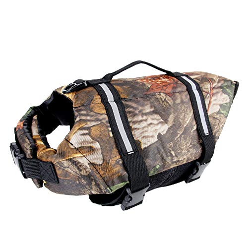 Camo Pet Life Preserver Jacket,Camouflage Dog Life Vest with Adjustable Buckles,Dog Safety Life Coat...