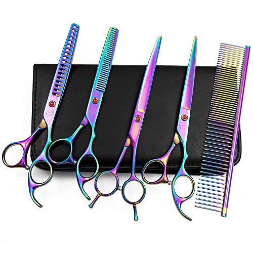 Moontay Professional Dog Grooming Scissors Set, 7 Inch/8 Inch Pet Grooming Scissors Chunkers Shears...