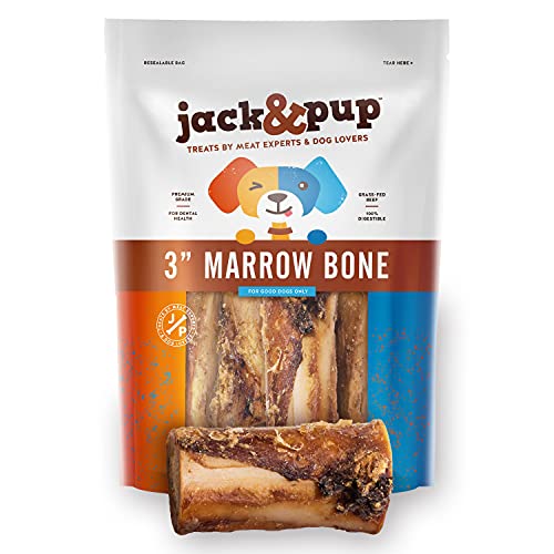 Jack&Pup Dog Bones for Aggressive Chewers (3 Pack) Premium Grade Roasted Marrow Bones for Dogs – 6...