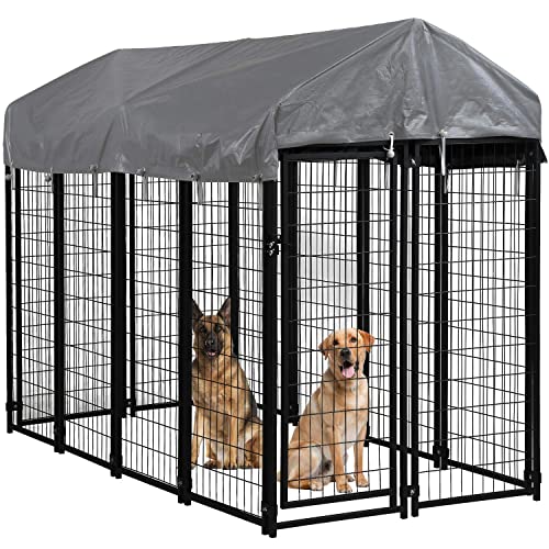 Dog Pen Dog Playpen House Heavy Duty Outdoor Metal Galvanized Welded Pet Crate Kennel Cage with UV...