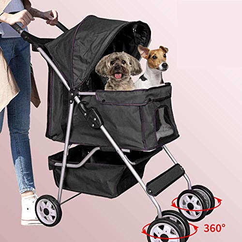 Dog Stroller Pet Stroller Cat Stroller 4 Wheels Pet Jogger Stroller 25lbs Capacity Travel Lite...