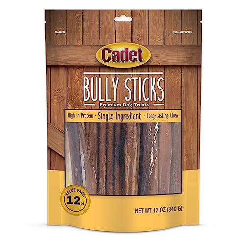 Cadet Bully Sticks for Dogs - All-Natural, Long-Lasting Grain-Free Dog Chews - Bully Sticks for...