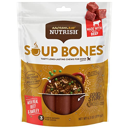 Rachael Ray Nutrish Soup Bones Dog Treats, Beef & Barley Flavor, 3 Bones (Pack of 8)