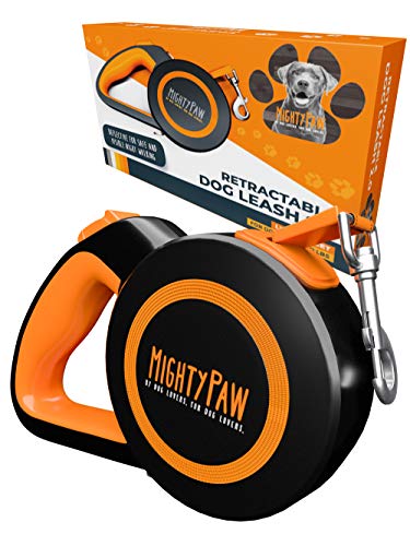 Mighty Paw Retractable Dog Leash 2.0 | 16’ Heavy Duty Reflective Nylon Tape Lead for Pets Up to...