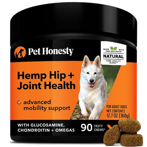 Pet Honesty Hemp Hip & Joint Supplement for Dogs - Hemp Oil & Hemp Powder - Glucosamine Chondroitin...