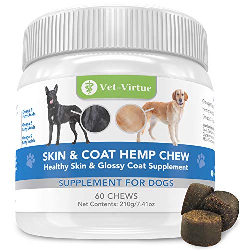 VET-VIRTUE Omega 3 for Dogs - Skin and Coat Soft Chew with Fish Oil for Dogs, Coconut Oil, EPA and...