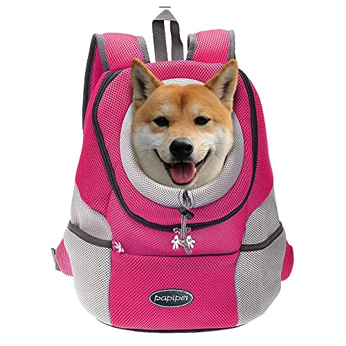 papipet Pet Dog Carrier Backpacks, Puppy Dog Hike Travel Front Pack with Breathable Head Out...