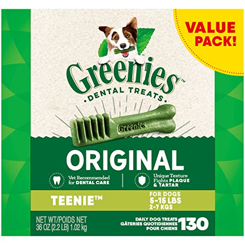 GREENIES Original TEENIE Natural Dog Dental Care Chews Oral Health Dog Treats, 36 oz. Pack (130...