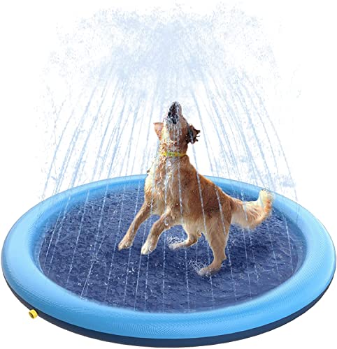 Peteast Splash Pad for Dogs Kids,51' Anti-Slip Dog Pool Dog Splash Pad Doggie pool,Thicken Sprinkler...