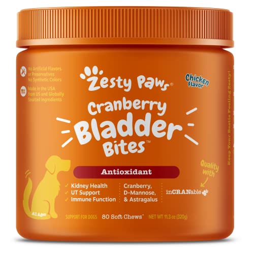 Zesty Paws Cranberry for Dogs - UT Incontinence Support + Immune Health Dog Antioxidant - Urinary...