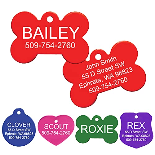 GoTags Dog Tags, Personalized Engraved Dog and Cat ID Tags for Pets, Custom Engraved on Both Sides,...