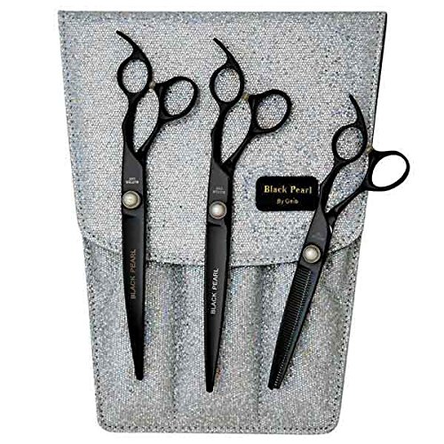 Geib Black Pearl Grooming Shears 3 Piece Professional Groomer Scissors Set