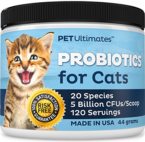 Pet Ultimates Probiotics for Cats – 20-Species Cat Probiotic Powder to Treat Diarrhea, Vomit & Cat...