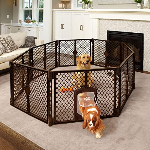 North States MyPet 34.4 Sq. Ft. Petyard Passage: Made in USA, 8-panel pet enclosure with lockable...