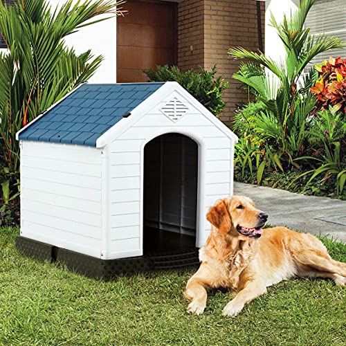 Giantex Dog House for Large Medium Dogs, Waterproof Plastic Dog Houses with Air Vents and Elevated...