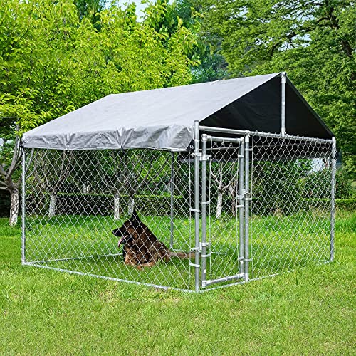 HITTITE Large Outdoor Dog Kennel, Heavy Duty Outdoor Fence Dog Cage, Anti-Rust Dog Pens Outdoor Dog...