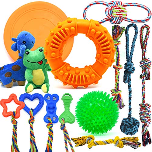 Dog Chew Toys for Puppies Teething, Super Value 14 Pack Puppy Toys for Small Dog Toys Squeaky Toys...